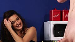 Clothed Brunette Watches Neighbors in Humiliating Femdom Shoe Fetish Scene