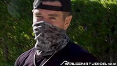 Jock takes big black cock bareback.