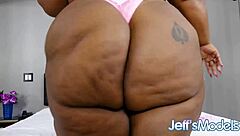 Chubby ebony beauty enjoys solo play with a dildo