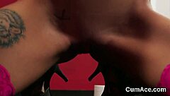 Beautiful woman gets facial with a load after giving a blowjob with a strange man