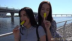 Brunette In Anal Threesome With Milf