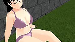 Animation Plump Girl Playing Tennis