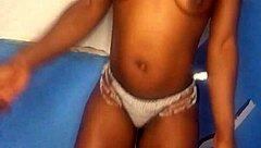 Tight pussy masturbation with a black beauty standing up