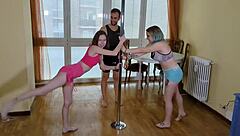 Teacher Gives Pole Dance Lesson To Students, Leading To Group Fucking