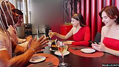 Pretty Girl Fucked By Two, Then Neighbor Joins Orgy