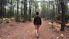 I strip and walk in the woods to get some rough sex