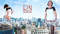 wow, a giant lady without panties walks around the city, she's as tall as king kong, amazing show of a giantess