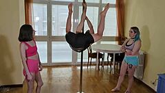 Teacher Gives Pole Dance Lesson To Students, Leading To Group Fucking