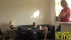 A Brunette In Sexy Stockings Gets A Big Facial