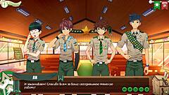 Young gay anime friends play video games together
