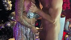 public blowjob for bodybuilder at birthday party - sara blonde and duncan saint