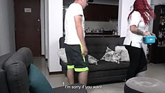 Natural tits beauty gets a footjob and fucked by her manicurist