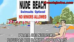 Gay threesome in the woods at a nudist resort