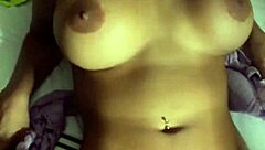 Natural tits and big cock in a homemade POV hotel room video