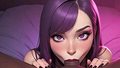 Cute gothic girl swallows big black cock in pov