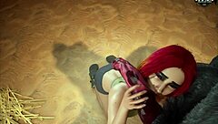 Horse monster's wild ride with stable girl in 3D