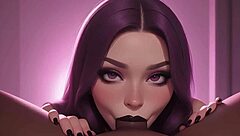 Cute gothic girl swallows big black cock in pov