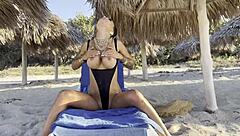 Monika fox solo masturbation with squirt and prolapse on beach