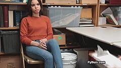 Teen latina thief caught on hidden cam gives blowjob