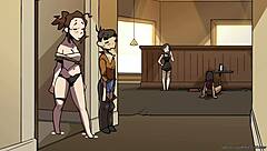Public bound and dominated by the seductive barista in anime porn