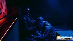 Watch these macho Germans in a rough leather threesome with bareback action