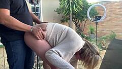 Fucking my friends wife on the patio outside