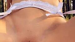 mia bandini blonde in fishnets assfucked to mouth creampied in woods