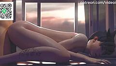 DVA's widow enjoys Mercy's pussy in 3D hentai animation