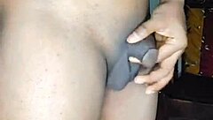 Small cock Asian gets a huge load from masturbation
