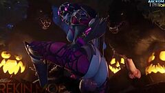 3D animated porn video for Halloween themed as Trick or Treat