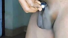 Small cock Asian gets a huge load from masturbation