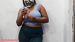 lonely girl plays with dildo alone