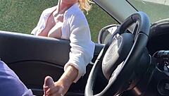 a stranger noticed that i was masturbating in the car and helped me cum
