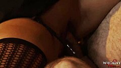 Whorny films busty blonde titty fucking in hot alley foursome!