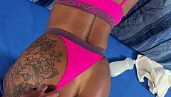 Beautiful women with athletic builds get it hard in this garage scene