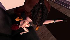 black man fucks redhead on couch