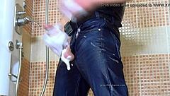Solo boy’s sensual shower time with gaycock tease and masturbation
