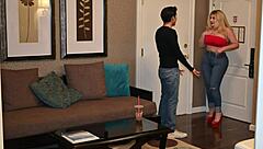Stepmom saves stepson from dating by riding him hard