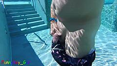 gay guy discreetly stroking his thick cock in hot thermal pool