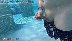 gay guy discreetly stroking his thick cock in hot thermal pool