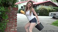 This POV sex with Alice White at the carwash is hot.