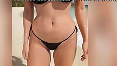Old and young stepmom and stepson in erotic bikini scene