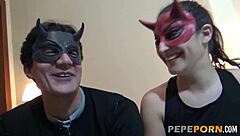 A surprise for her wife, her first gang bang experience