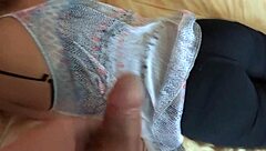 Big Cumshot on Hairy Pussy After Sucking Maid's Stepson's Huge Cock