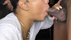 sexy girl sucking big black cock deepthroat pov