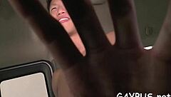 Blindfolded stud tricked by homosexual hunk into oral sex