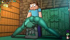 3D game of HornyCraft with a horny warden