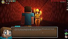 3D game of HornyCraft with a horny warden