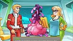 In space rescue, the mature woman feeds the plant with her big tits and cum.