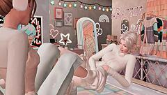 futanari stepsister dominates with hard anal and facefuck in hentai